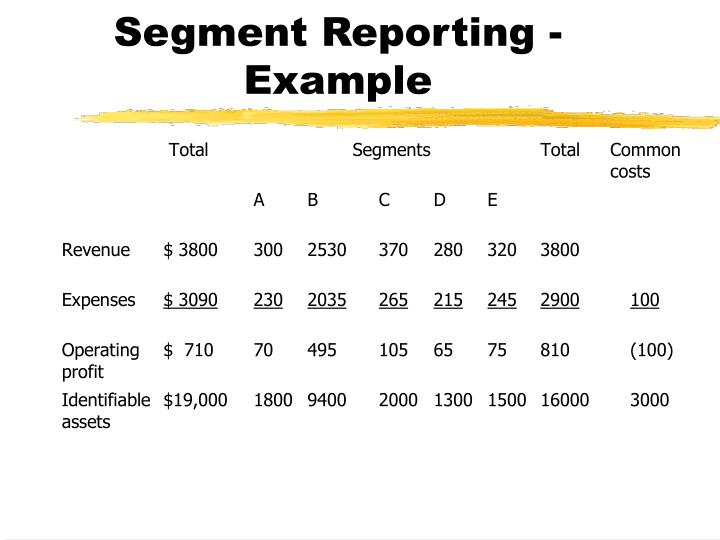 presentation of segment reporting