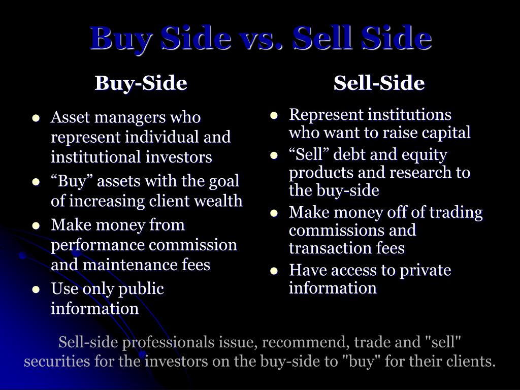 PPT - Buy Side vs. Sell Side PowerPoint Presentation, free download -  ID:515053