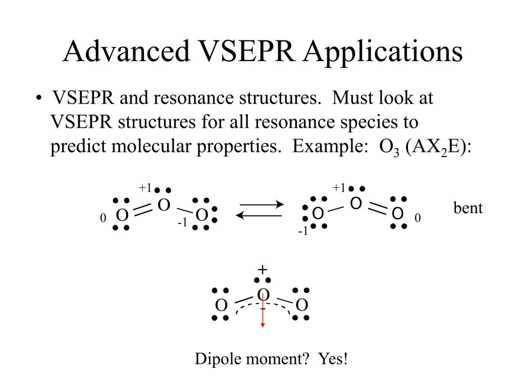 Must look at VSEPR structures for all resonance species to predict molecula...