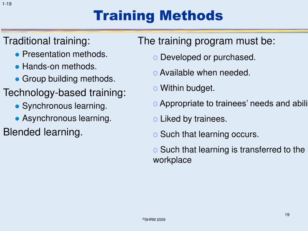 presentation method of training
