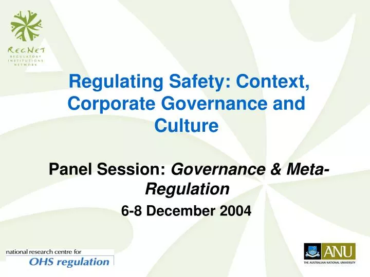 regulating safety context corporate governance and culture n.