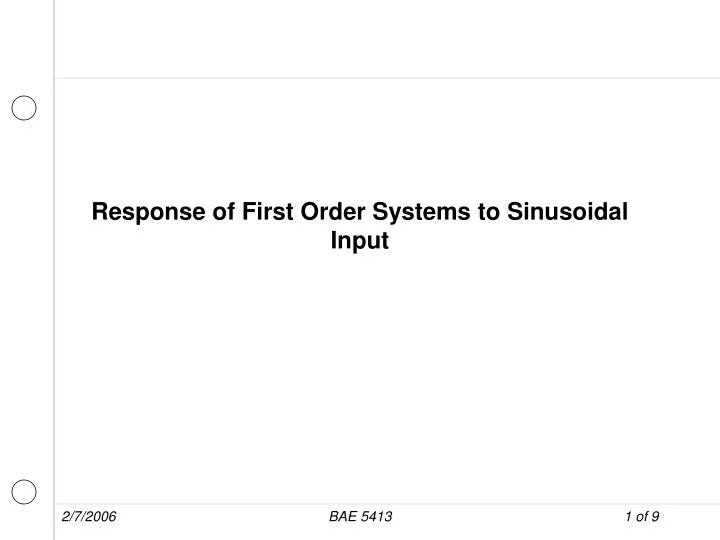 response of first order systems to sinusoidal input n.