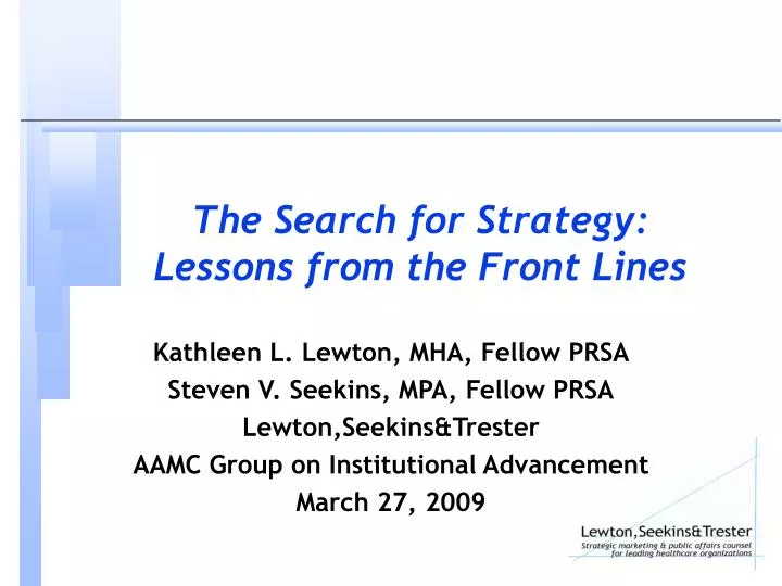 the search for strategy lessons from the front lines n.