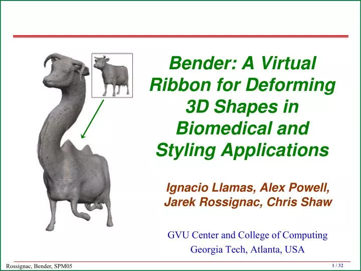 bender a virtual ribbon for deforming 3d shapes in biomedical and styling applications n.
