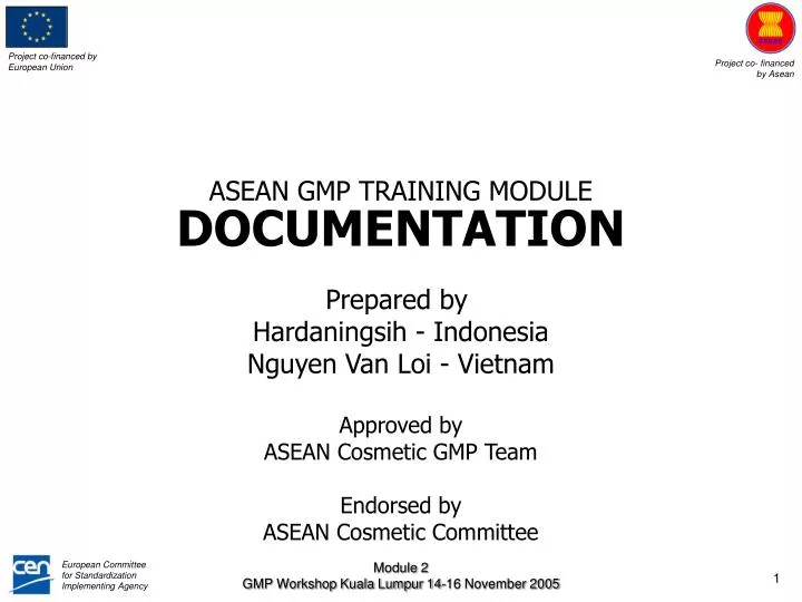 asean gmp training module documentation n.