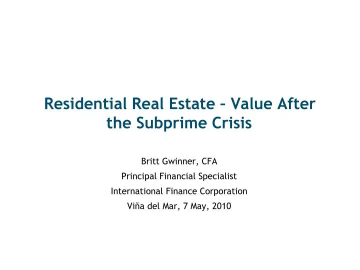 residential real estate value after the subprime crisis n.
