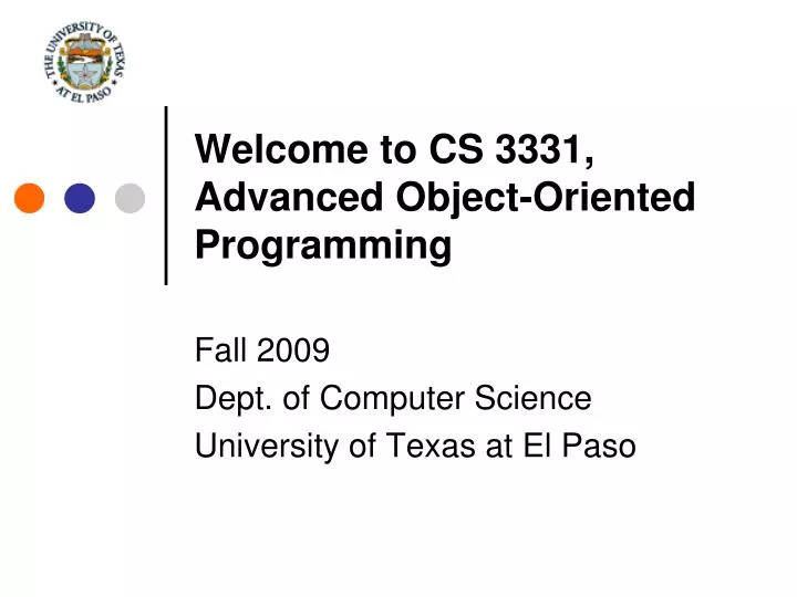 welcome to cs 3331 advanced object oriented programming n.