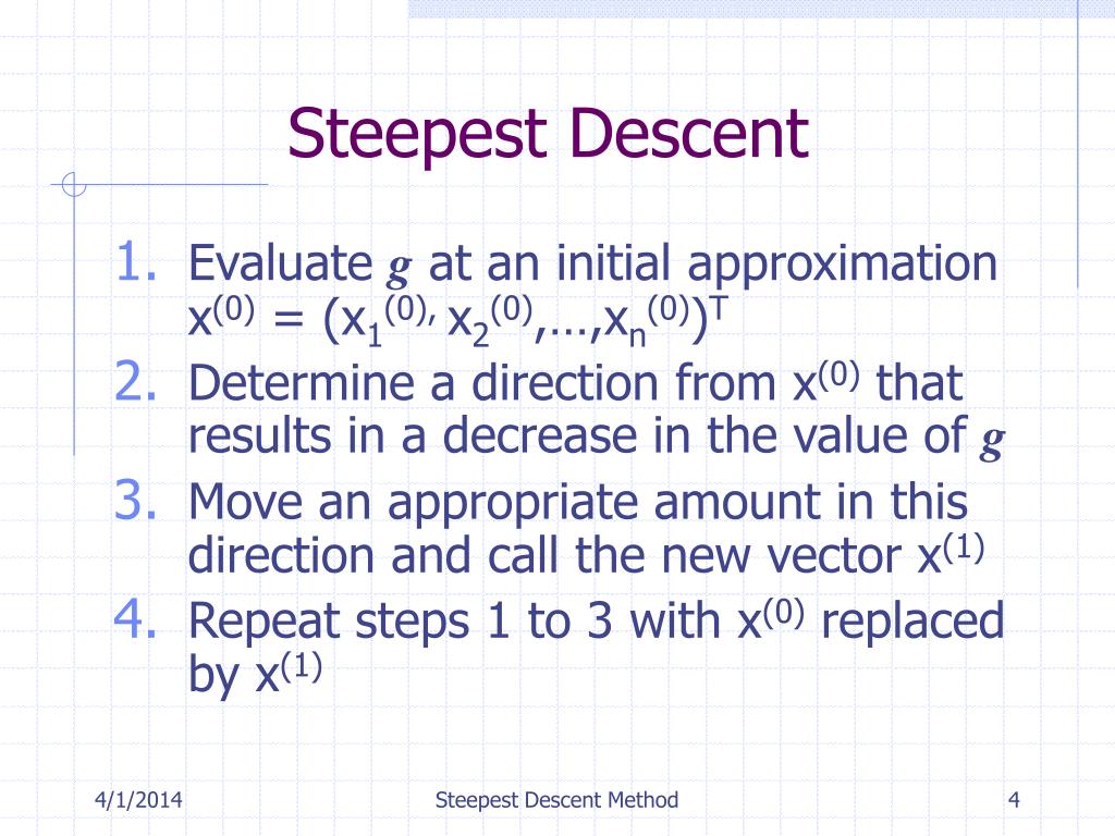 PPT - 4. Method of Steepest Descent PowerPoint Presentation, free download  - ID:5654845