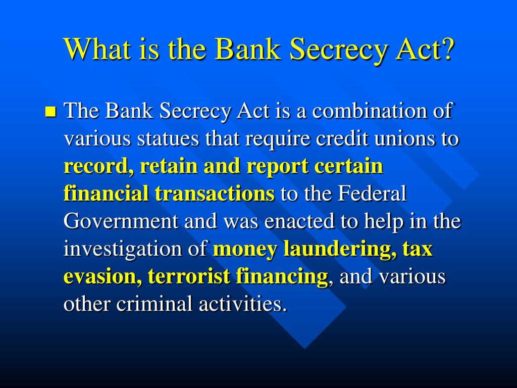 PPT - Bank Secrecy Act PowerPoint Presentation, free download - ID:522035