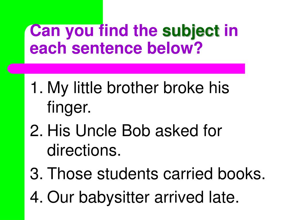 Find The Subject In The Sentence Worksheet