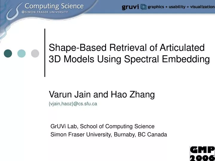 shape based retrieval of articulated 3d models using spectral embedding n.