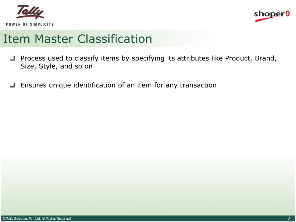 Ppt Significance Of Item Master Classification In Shoper 9 Powerpoint