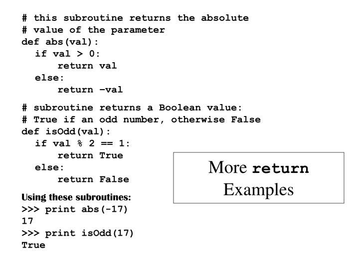 PPT - Review: Subroutines in Python PowerPoint Presentation - ID:525732