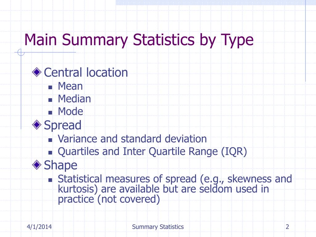 what is a summary in statistics