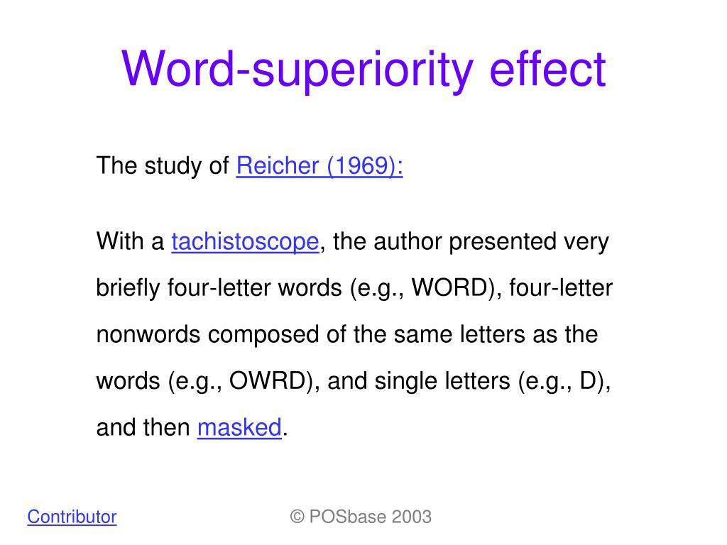 PPT Word superiority Effect PowerPoint Presentation Free Download 