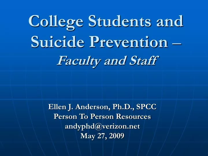 college students and suicide prevention faculty and staff n.