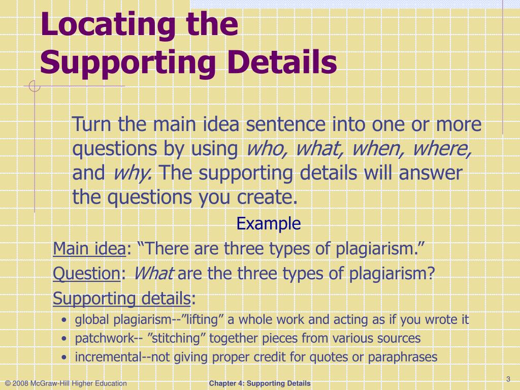 thesis statement topic sentence and supporting details ppt
