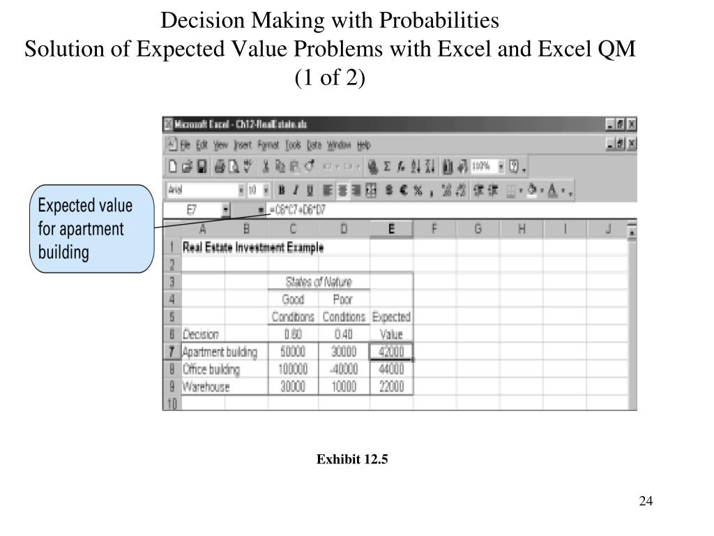 how to use excel qm for maximax decisions