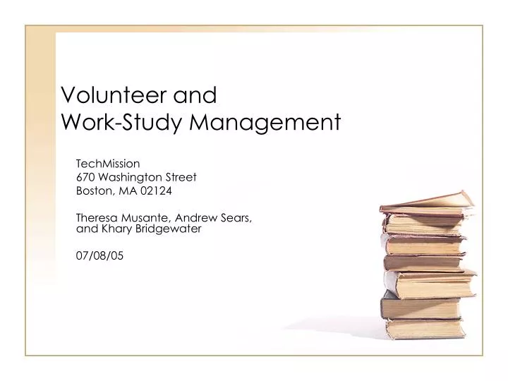 volunteer and work study management n.