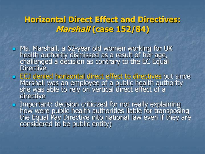 The Case Law On Horizontal Direct Effect
