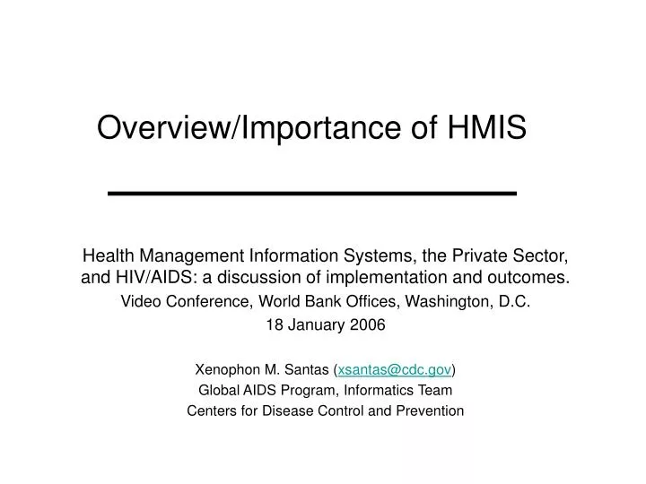 overview importance of hmis n.
