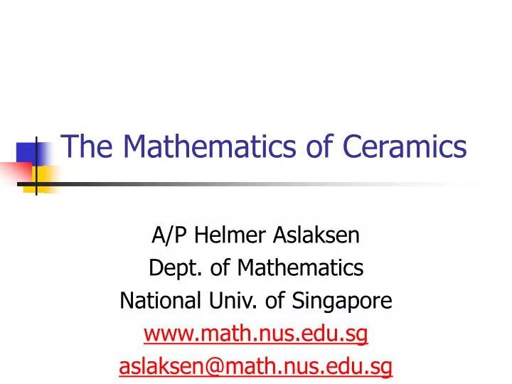 the mathematics of ceramics n.