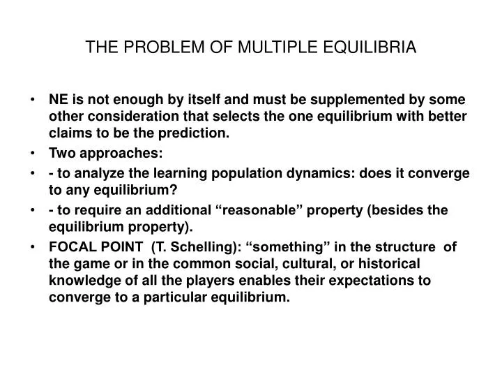 the problem of multiple equilibria n.