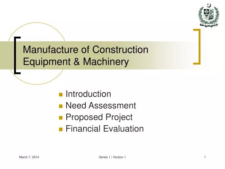manufacture of construction equipment machinery n.