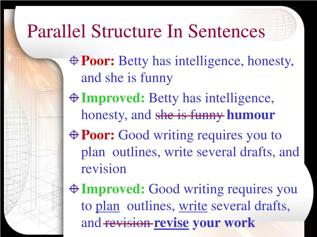 Parallel Structure Worksheet Rewriting The Sentences