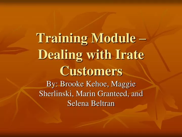 training module dealing with irate customers n.
