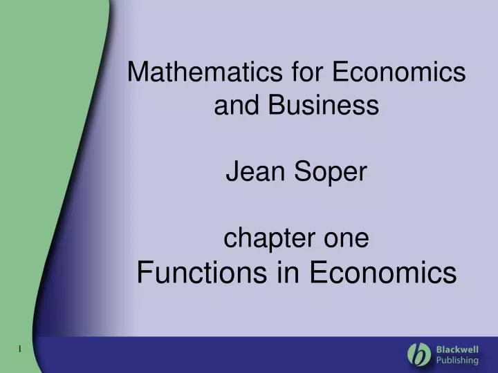 mathematics for economics and business jean soper chapter one functions in economics n.