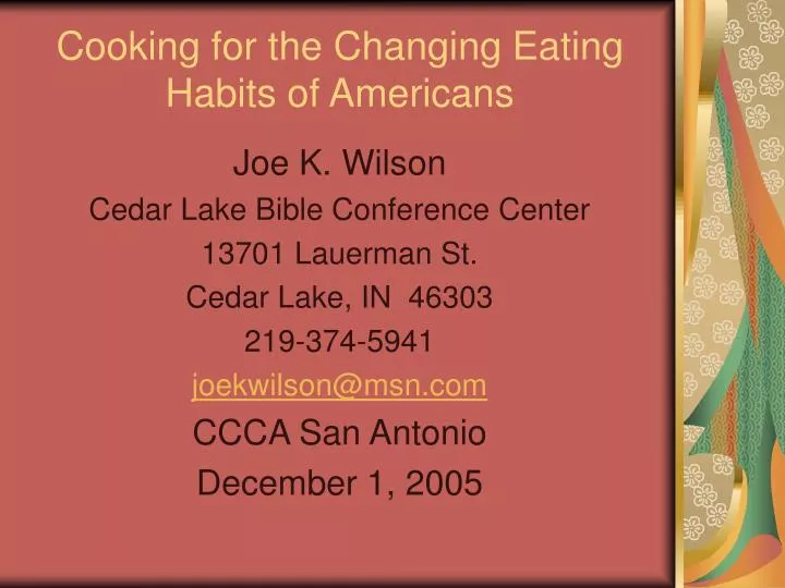 cooking for the changing eating habits of americans n.