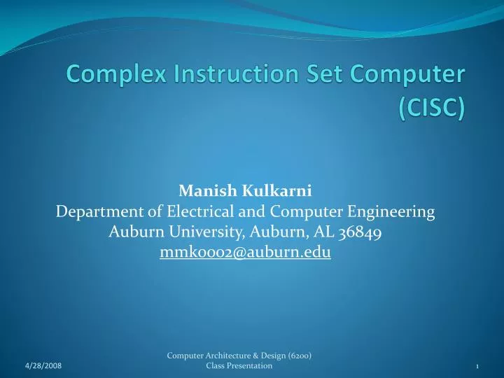 complex instruction set computer cisc n.
