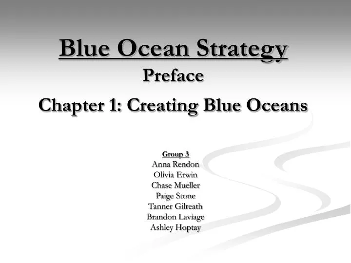 blue ocean strategy preface chapter 1 creating blue oceans n.