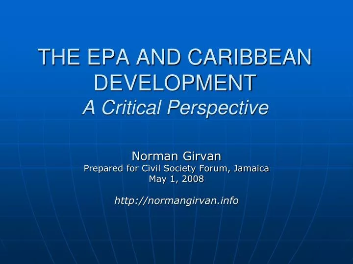 the epa and caribbean development a critical perspective n.