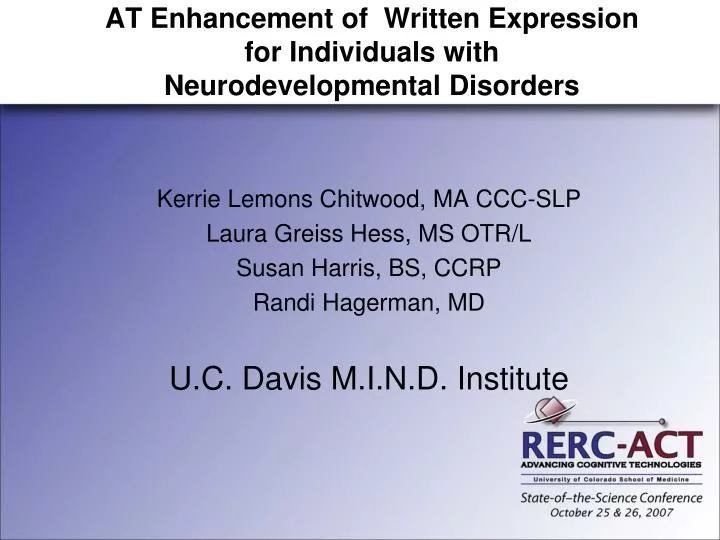 at enhancement of written expression for individuals with neurodevelopmental disorders n.