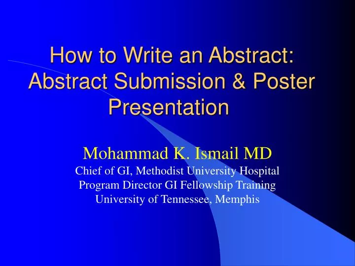 how to write an abstract abstract submission poster presentation n.