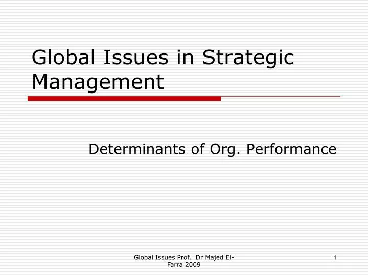 global issues in strategic management n.