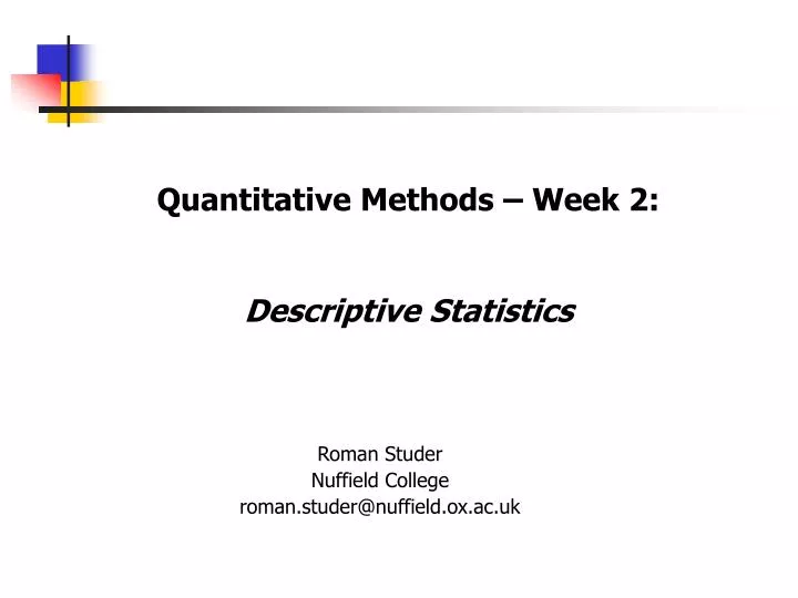 PPT Quantitative Methods Week 2 Descriptive Statistics PowerPoint
