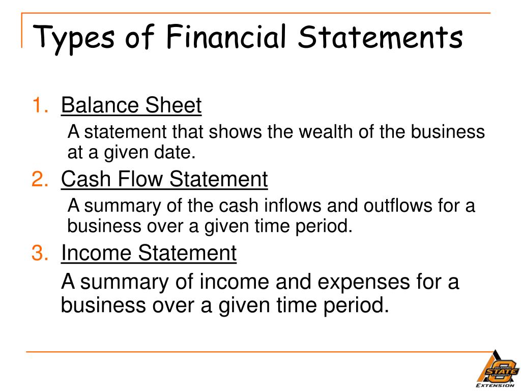 explain the different types of financial statements essay