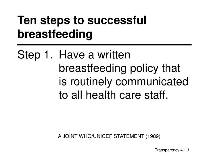 ten steps to successful breastfeeding n.