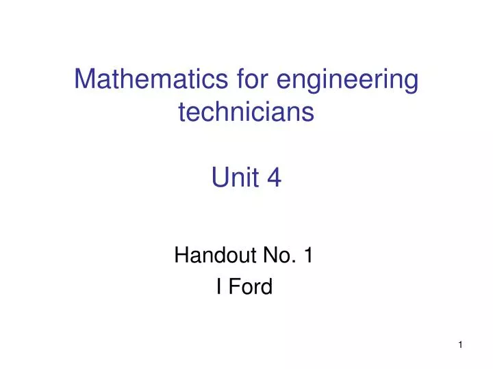 mathematics for engineering technicians unit 4 n.
