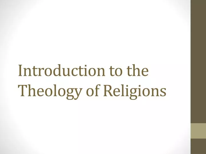 introduction to the theology of religions n.