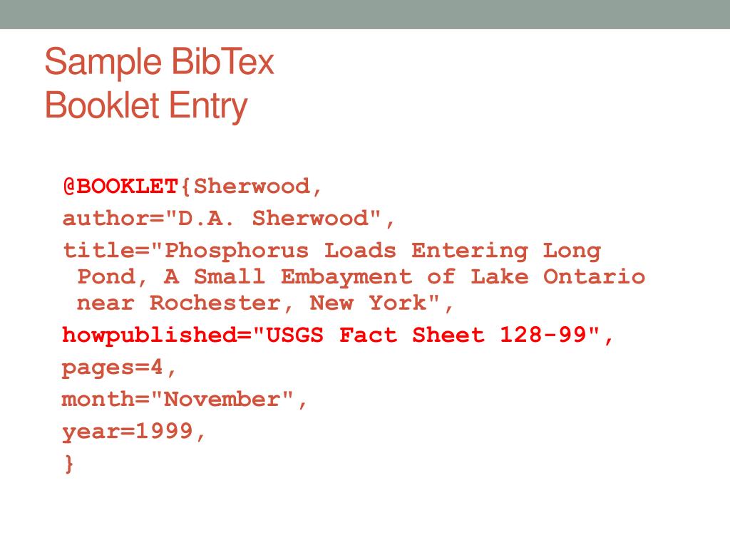 bibtex conference presentation