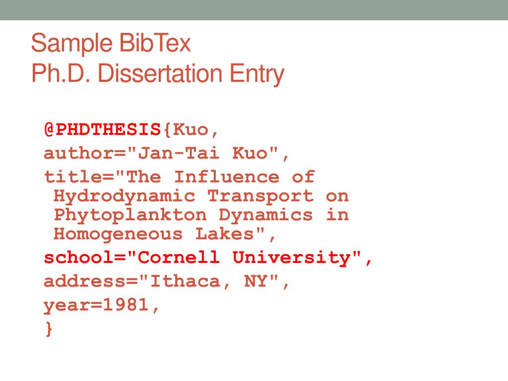 bibtex conference presentation