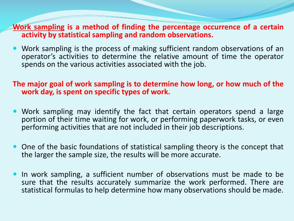 PPT WORK SAMPLING AND STRUCTURED ESTIMATING PowerPoint Presentation