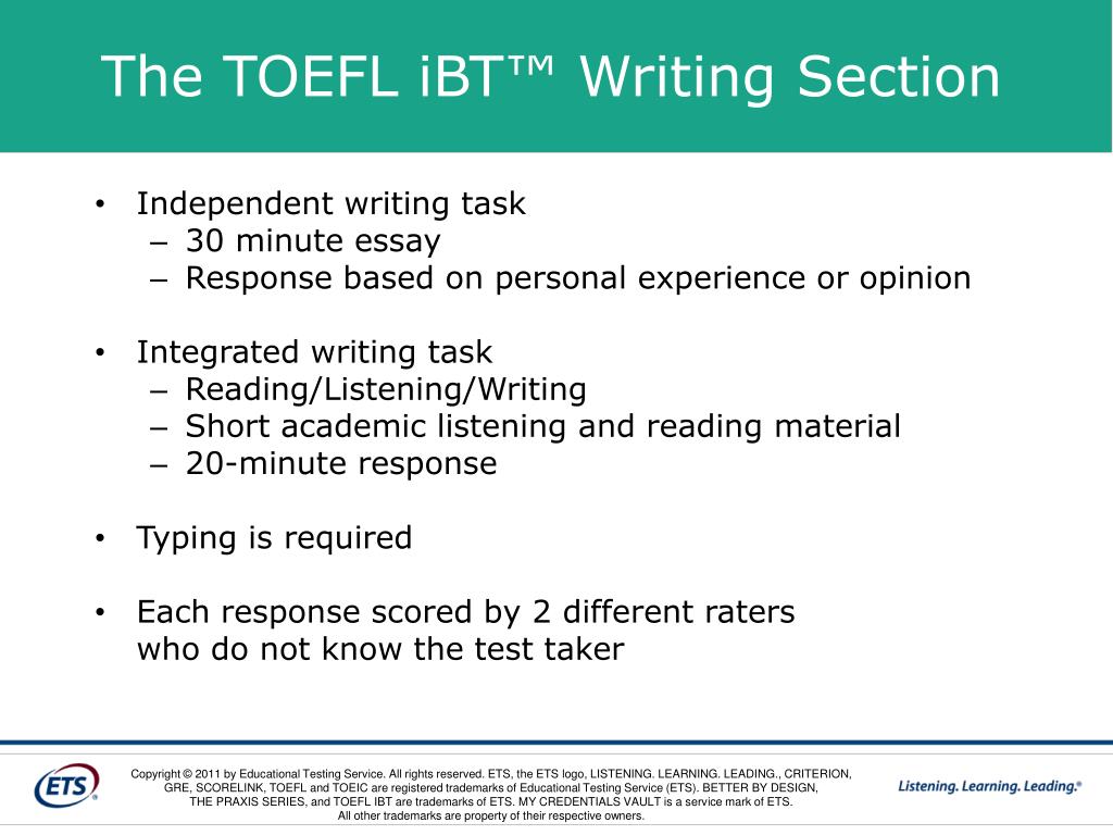 types of essay toefl