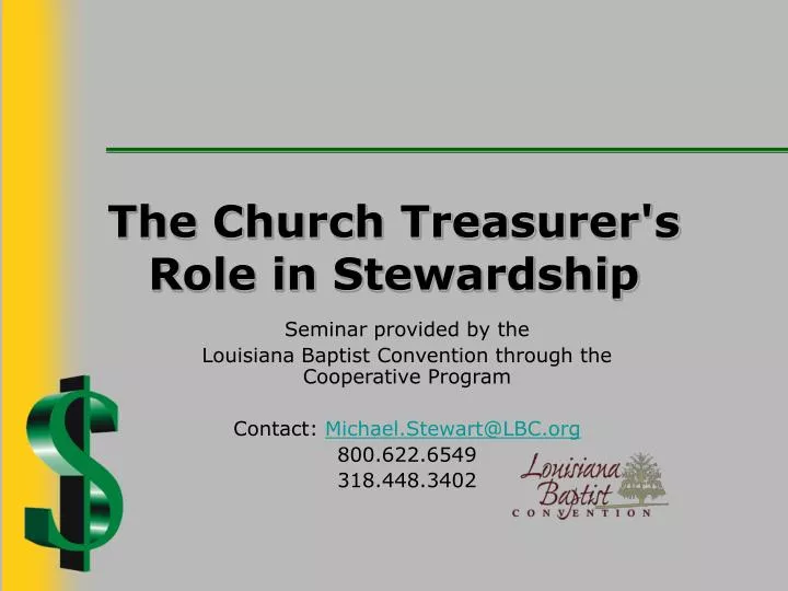 the church treasurer s role in stewardship n.