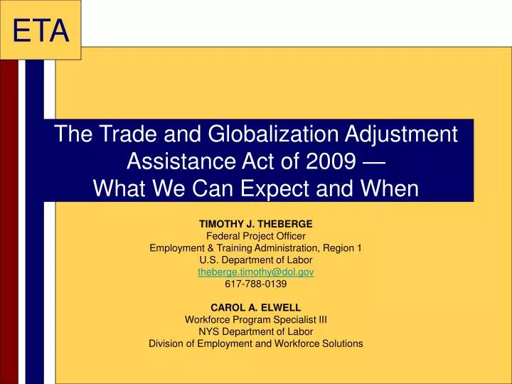 PPT The Trade and Globalization Adjustment Assistance Act of 2009