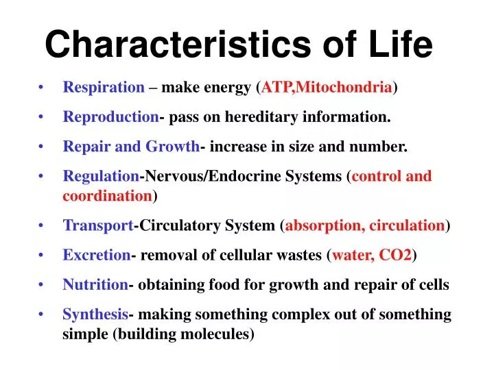 characteristics of life n.